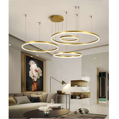 Aicco White Black Golden Color Modern LED Ring Chandelier, Circular Circle Pendant Light For Home 4951 4952 4953