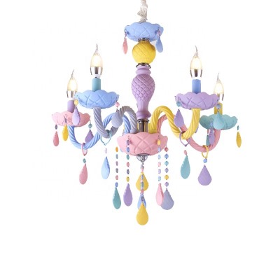 Aicco Modern Colorful Pink Crystal Ceiling Pendant Chandeliers Lights Lighting For Children Room Restaurant4965 5L