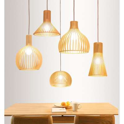 Aicco Modern Kitchen Wood Rattan Bedroom Pendant Lighting Fitting Fixtures For Restaurant 4936A